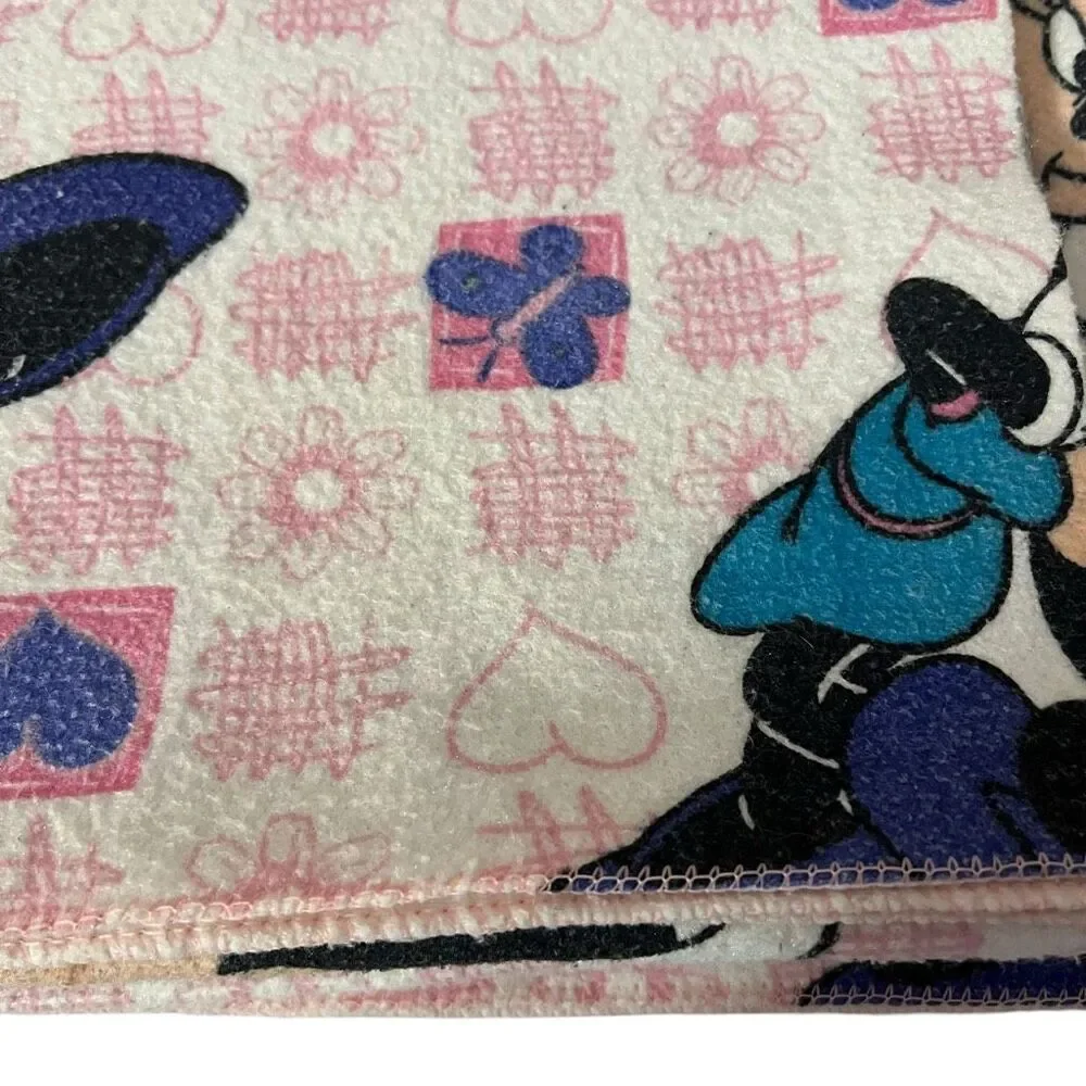Vintage Disney Minnie Mouse Blanket Approx 79” x 90” READ‎ Pink White Nursery